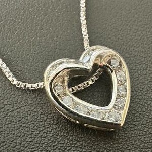 Sterling Silver CZ Heart Pendant signed 925 AS